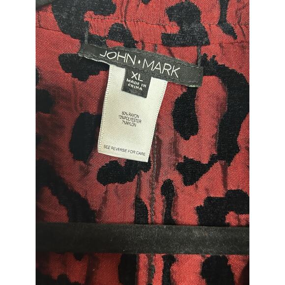 John Mark Reversible Black Red Animal Print Vest Buttons Size XL - Picture 8 of 11